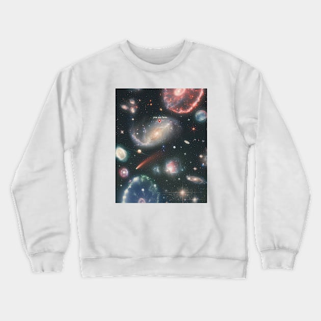 YOU ARE HERE Crewneck Sweatshirt by thestarscollector